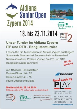 ITF grade 2 und DT Kat. 2 Turnier im Club Aldiana Zypern